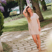 ANNA Sommerkleid mit Quasten beige